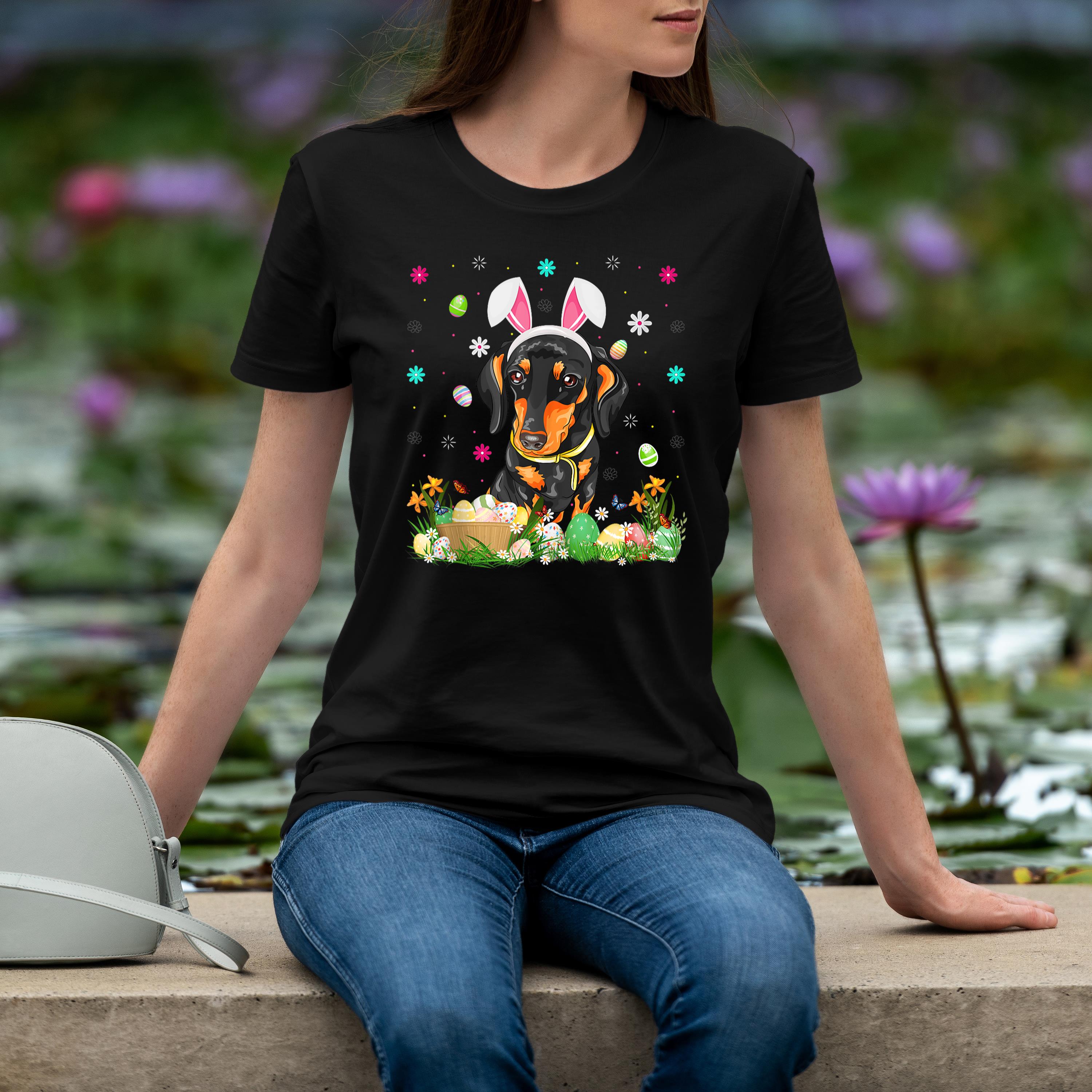 Cool Bunny Style Dachshund Dog Easter Day Girls Egg Gifts Shirt 